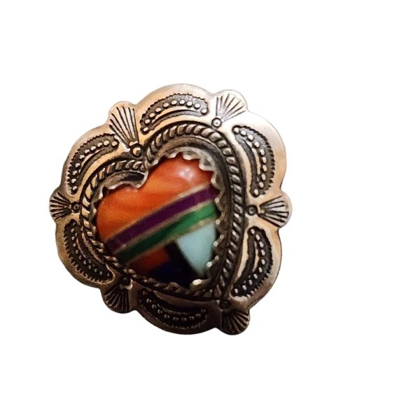 Vintage Signed Q.T Sterling Zuni Single Earrings or Tack Pin (A1924) - Picture 1 of 4